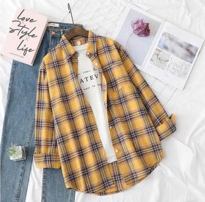 Yellow Oversized Checkered Casual Shirt