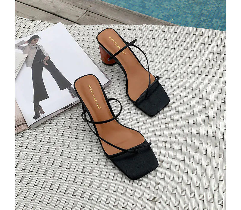 Classic Square-Toe Chunky Heeled Sandals (Summer 2020)