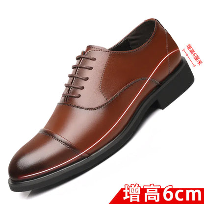 Men's Leather Dress Shoes with Height Increase (UK Style)
