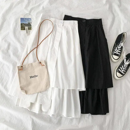 חצאית A-גזרה גבוהה בצבע אחיד, חצאית מידי רב-תכליתית