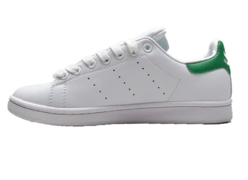Smith Casual White Shoes with Green Tail - Breathable Sneakers
