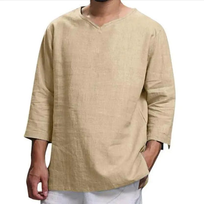 Men's Casual 3/4 Sleeve Loose Pullover Shirt