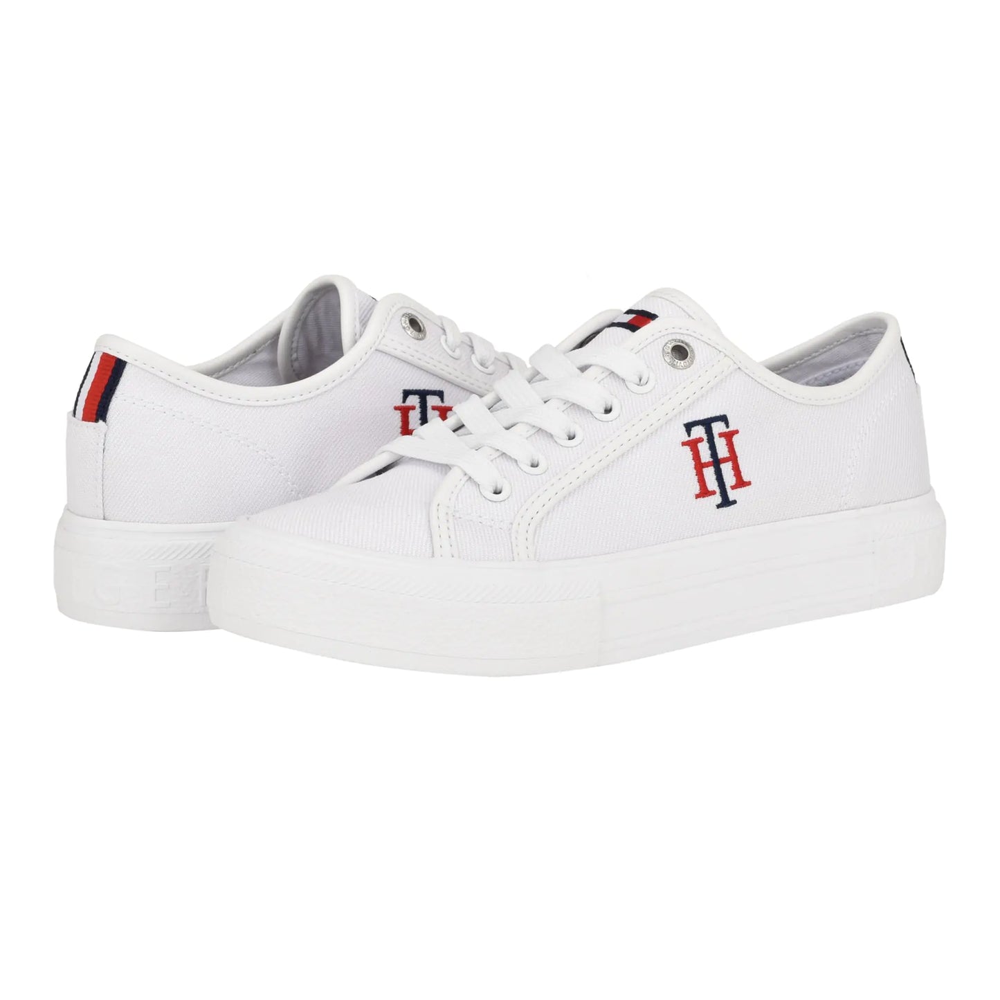 Tommy Hilfiger Womens Alezya Sneaker White Stripe Multi 10