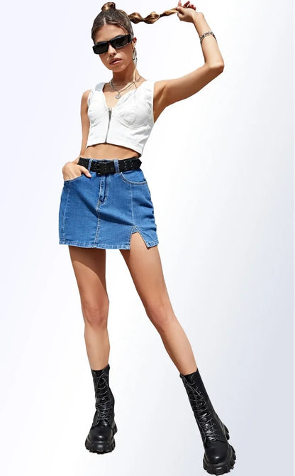 High-Grade Short Denim Skirt