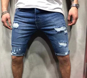 Men's Fashion Ripped Denim Shorts for Summer
