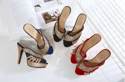 Slippers, High Heels, Rivet Sequins Collection