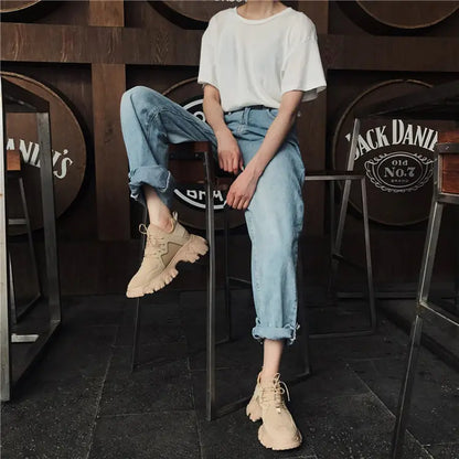 Canvas Lace-Up Thick Sole Casual Shoes for Women