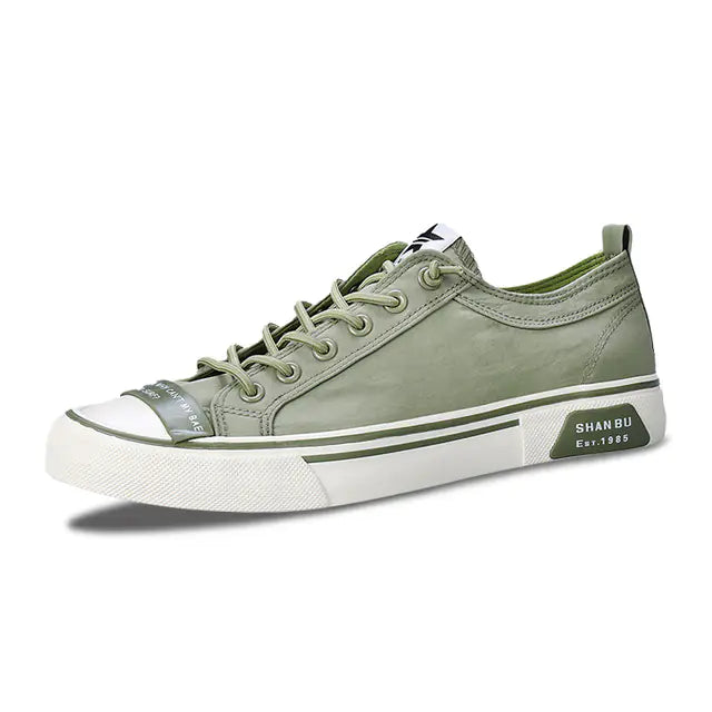 Men's Casual Lace-Up Flat Canvas Shoes - Trendy Style