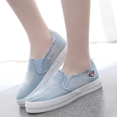 2018 Women's Canvas Slip-On Shoes with Thick Sole