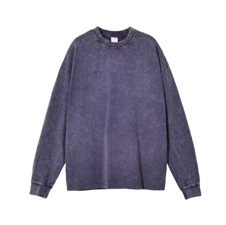 Ribbed Sleeve Solid Blank T-Shirt