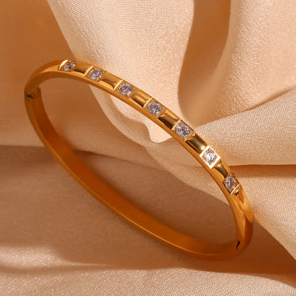 18K Gold Plated Stainless Steel Zircon Buckle Bracelet