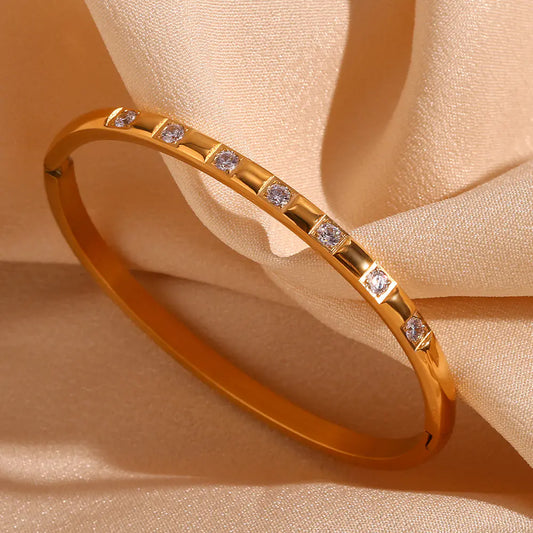 18K Gold Plated Stainless Steel Zircon Buckle Bracelet