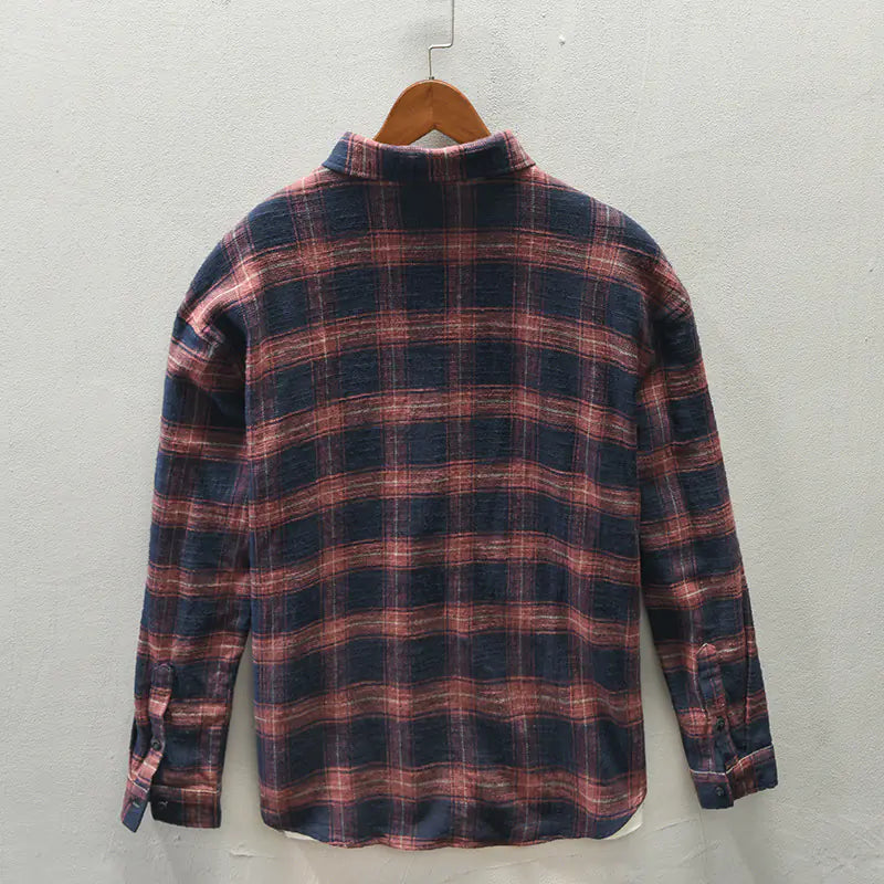 Z713 Men's Autumn Plaid Casual Shirt Jacket
