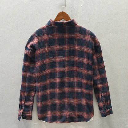 Z713 Men's Autumn Plaid Casual Shirt Jacket