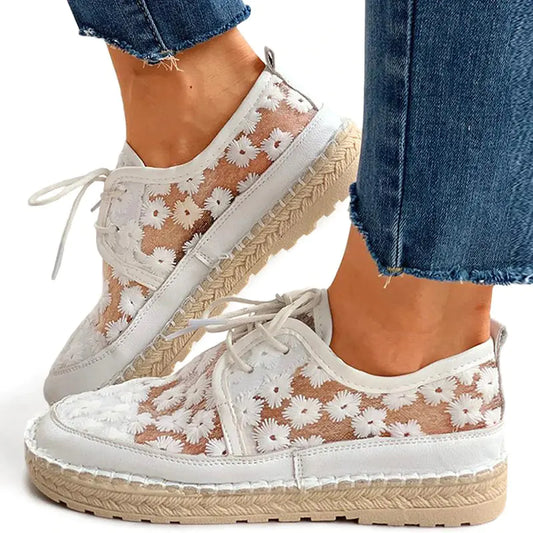 Summer Lace Floral Lace-Up Casual Shoes for Women
