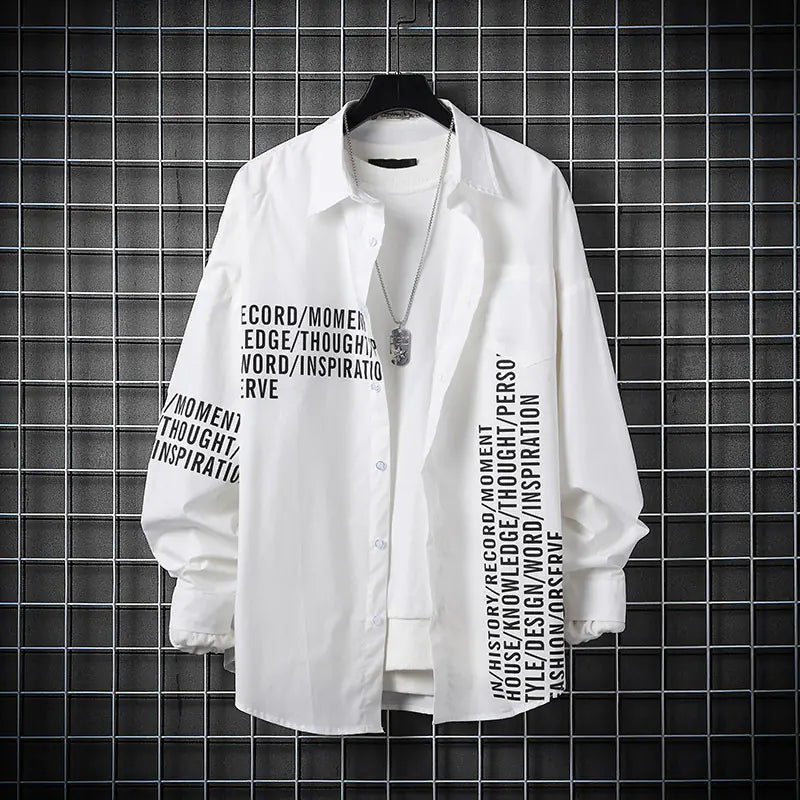 Men's Casual Long Sleeve Shirt - Korean Fashion Style