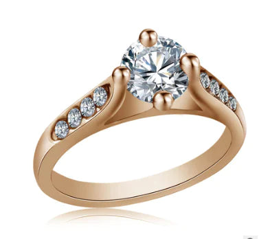 Plated White Gold Rose Gold Women's Zircon Ring