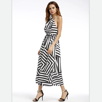 Geometric Printed Strappy Long Dress – Women's Maxi Dress