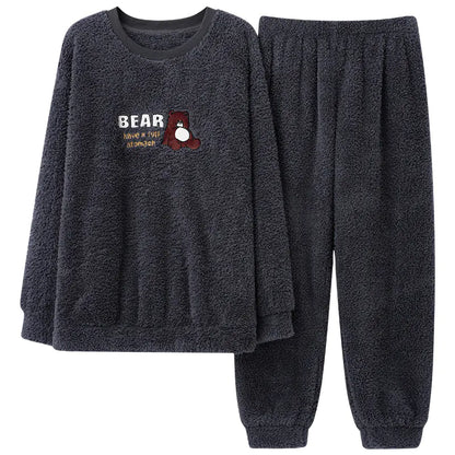 Men's Coral Velvet Thermal Pullover Pajamas