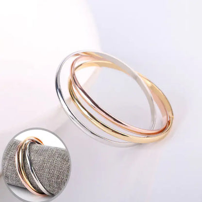 Siana Tri Color Bangles In 18 Kt Rose Gold Plating Yellow Gold Plating And White Gold Plating
