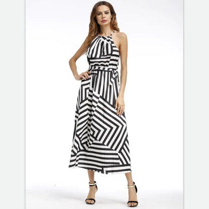 Geometric Printed Strappy Long Dress – Women's Maxi Dress