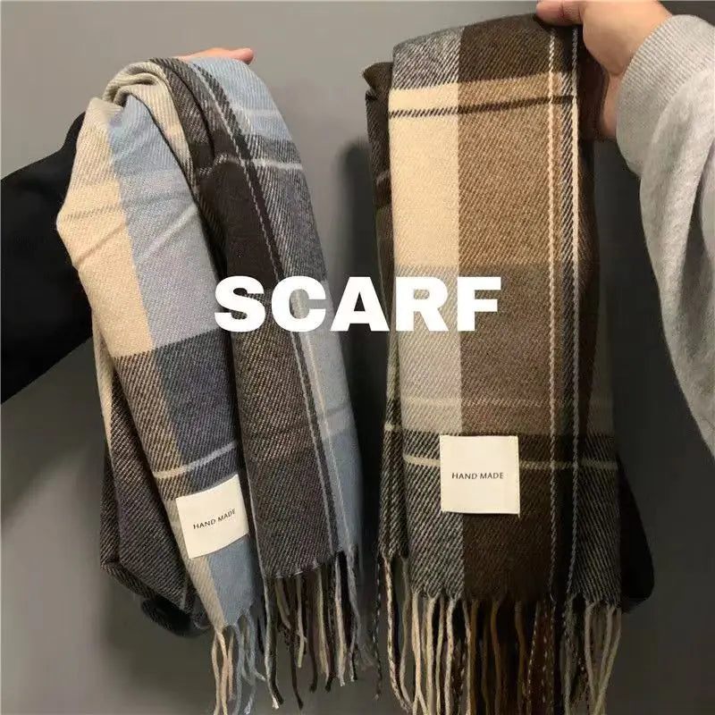 Men's Thickened Cashmere Plaid Scarf for Autumn/Winter