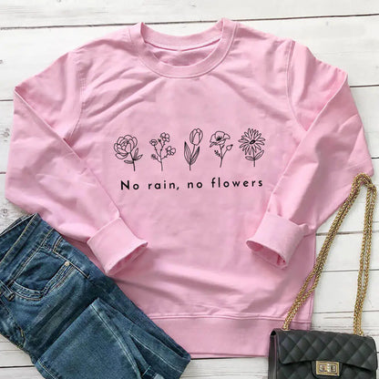 Floral Print Round Neck Long Sleeve Sweatshirt