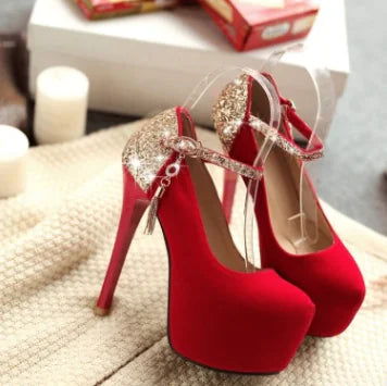 נעלי עקב גבוהות לנשים - נעלי כלה עם סטילטו עמידות למים