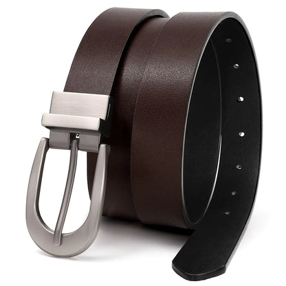 XZQTIVE Reversible Leather Belts for Women with Rotated Metal Buckle Fashion Women Belts(1 Pcs Black/Coffee)