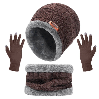 3Pcs Set Fashion Knitted Winter Hats with Gloves