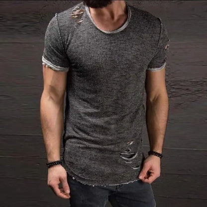 European Style Short Sleeve Distressed T-Shirt