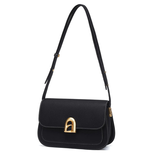 LA FESTIN Split Leather Womens Shoulder Handbags - Adjustable Strap Designer Bags For Women Trendy Satchel Bags Designer Handbags For Women - Black