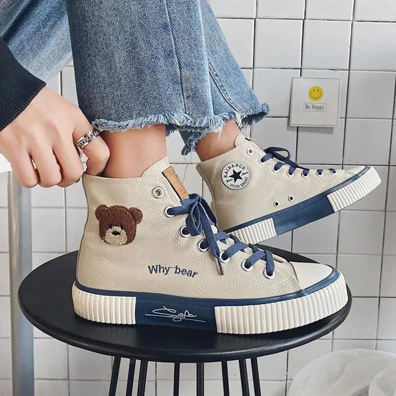 "Ins Style High-Top Canvas Shoes for Women - New Arrival"