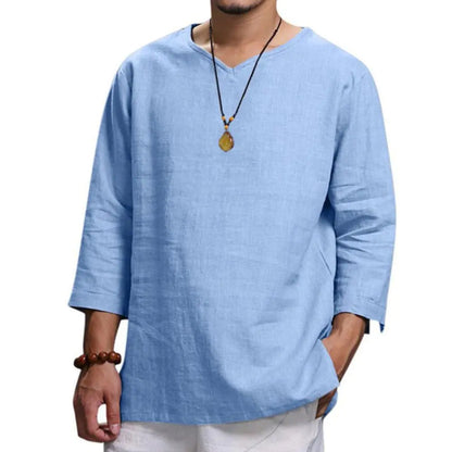 Men's Casual 3/4 Sleeve Loose Pullover Shirt