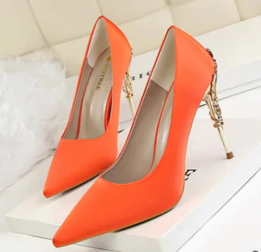 נעלי עקב גבוהות משי יוקרתיות לנשים