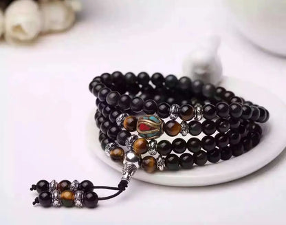 Obsidian Couple Bracelet and Prayer Bead Bracelet