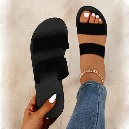 נעלי בית חוף לנשים עם טריזים ונעליים פתוחות