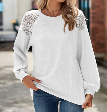 Women's Solid Lace Long Sleeve Fashion Top