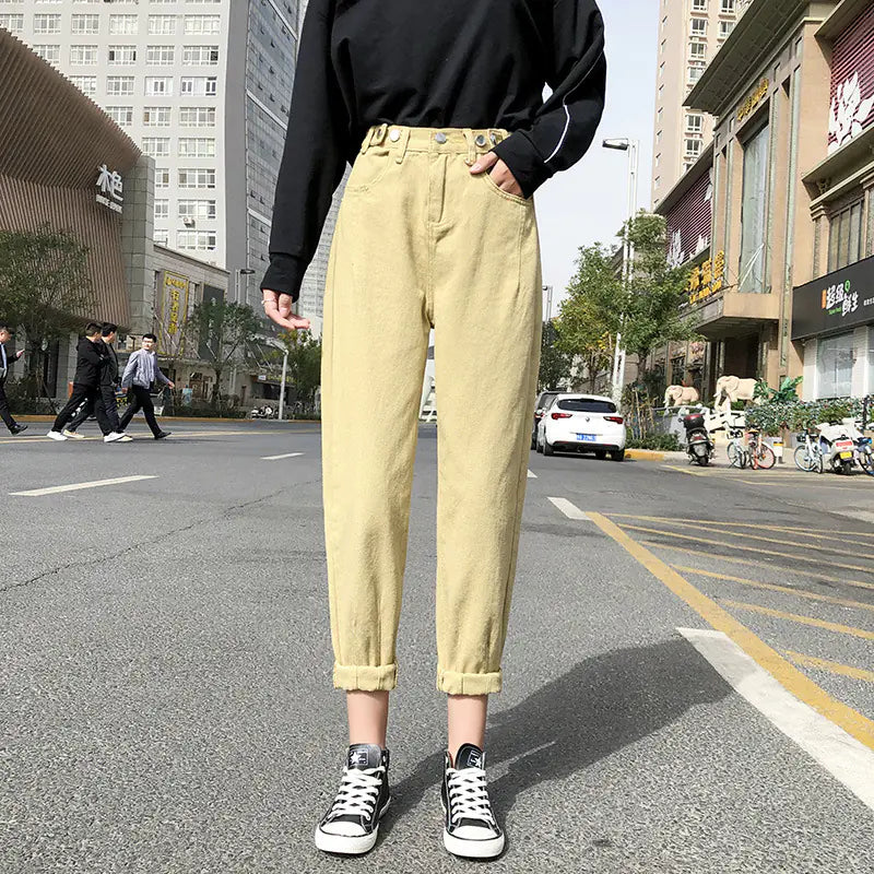 Loose Wide-Leg Cropped Casual Trousers