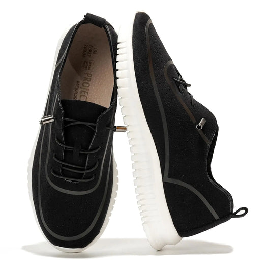 Project Cloud Shoes for Women - Lightweight Sneakers for Women with Leather Insole - Womens Slip on Shoes with Memory Foam - Machine Wash & Sockless Wear Shoes (Daisy Black10)