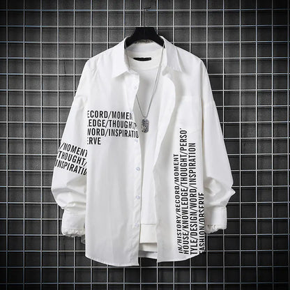 Men's Casual Long Sleeve Shirt - Korean Fashion Style