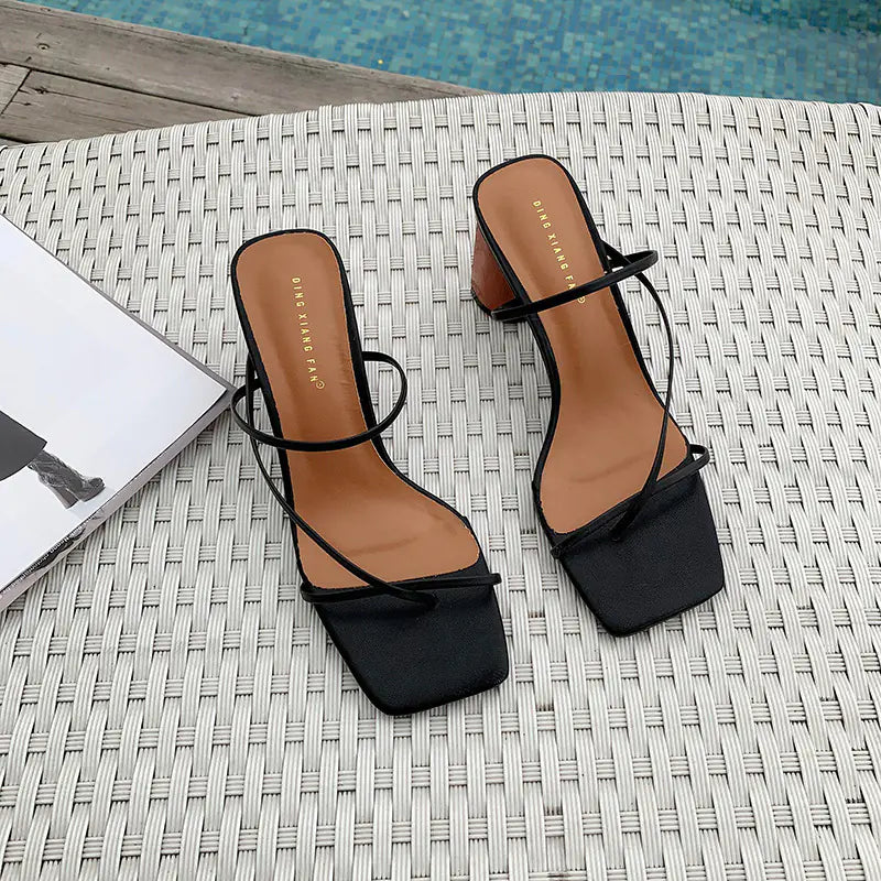 Classic Square-Toe Chunky Heeled Sandals (Summer 2020)