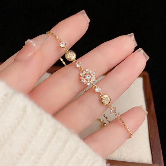 Elegant Zircon Flower Adjustable Bracelet