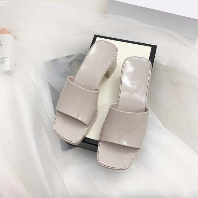 Chunky Heel Candy Color Jelly Shoes with Square Toe