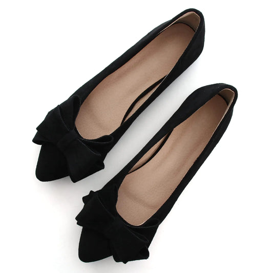 WENJIAZHIZHI Womens Bow-Knot Ballet Flats Moccasin Loafers Wedding Dress Shoes for Women Dressy Casual Slip Ons for Work Black Size 6