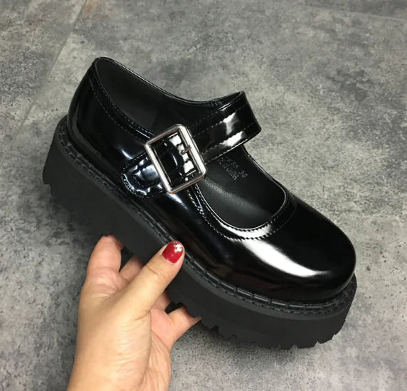 Platform Mary Jane Shoes for Women - Retro Style Black