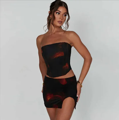 Bandeau Vest & Sheath Skirt Set