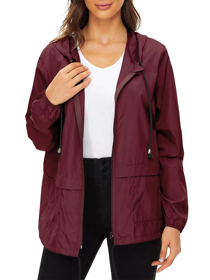 Century Star Lightweight Rain Jackets for Women Waterproof Raincoat with Hood Windbreaker Jacket Women Packable Rain Coats Wine Red 4X-Large