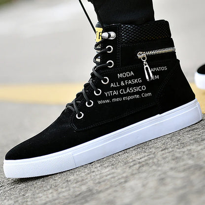 Men's High-Top Canvas Shoes - Stylish Casual Sneakers
