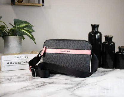 Michael Kors Cooper Small Black Pink Utility Crossbody Bag